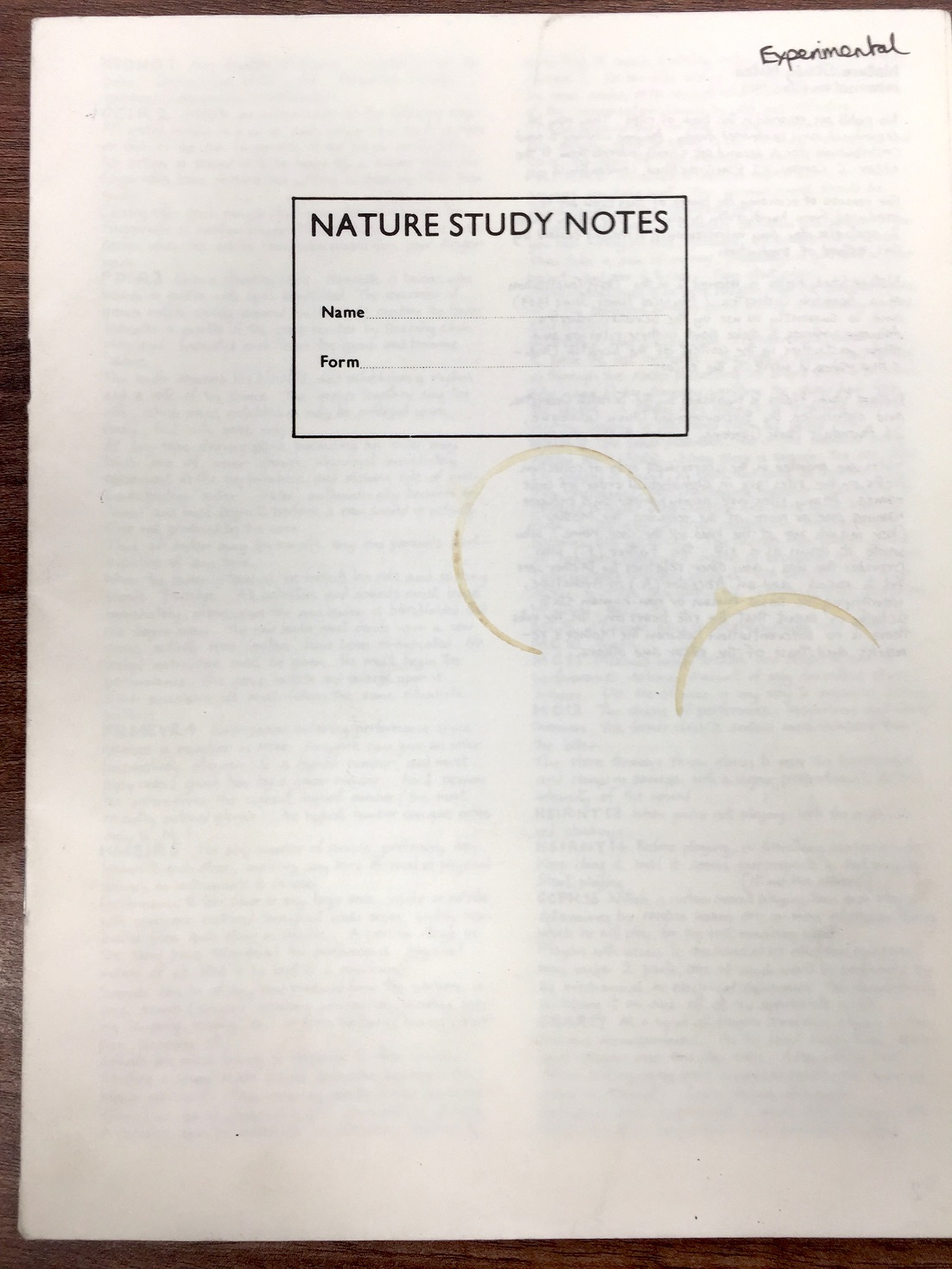 the cover page of "Nature Study Notes"