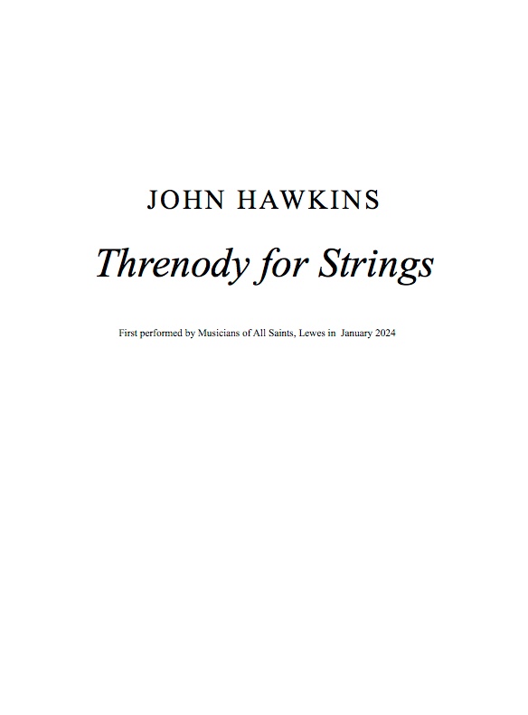 Title page of John Hawkins Threnody